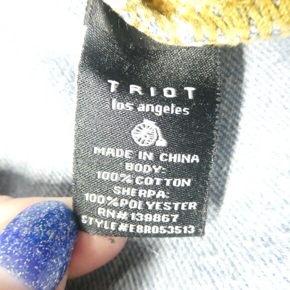 Triot Los Angeles Denim Jacket Sherpa Lined Womens M Jean Trucker - Picture 5 of 5